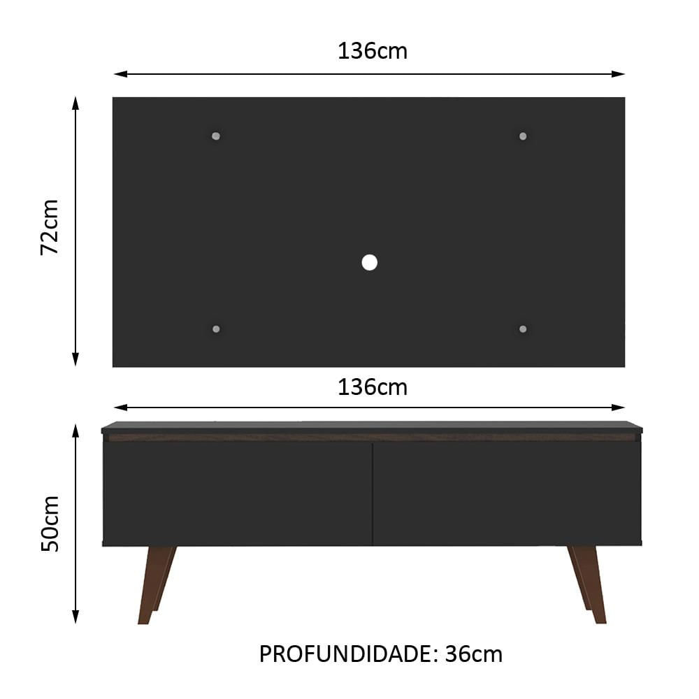 Rack Madesa Le Mans e Painel para TV até 55 Polegadas 2 Portas - Preto Preto