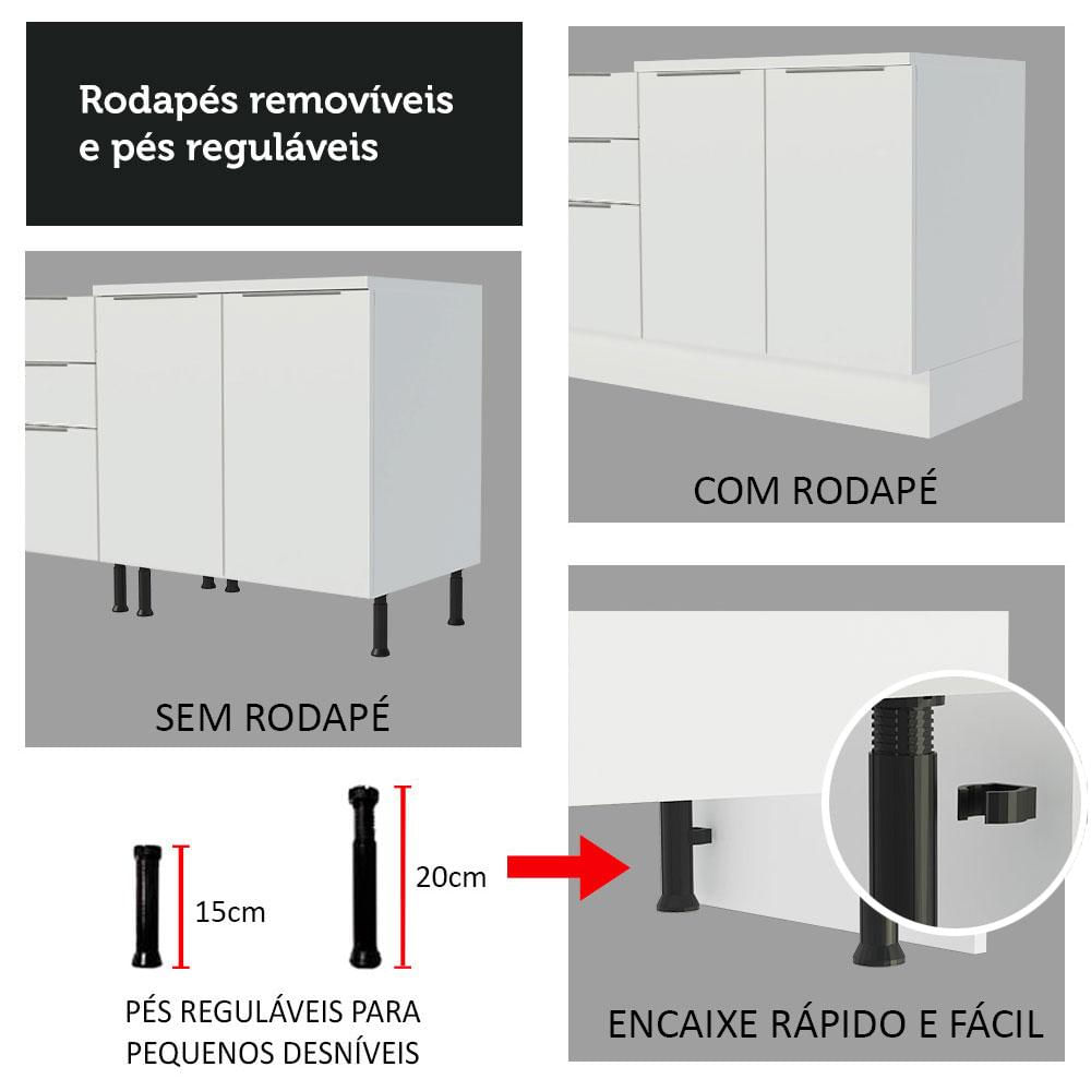 Balcão de Cozinha Madesa Stella 70 cm 2 Portas - Branco Branco