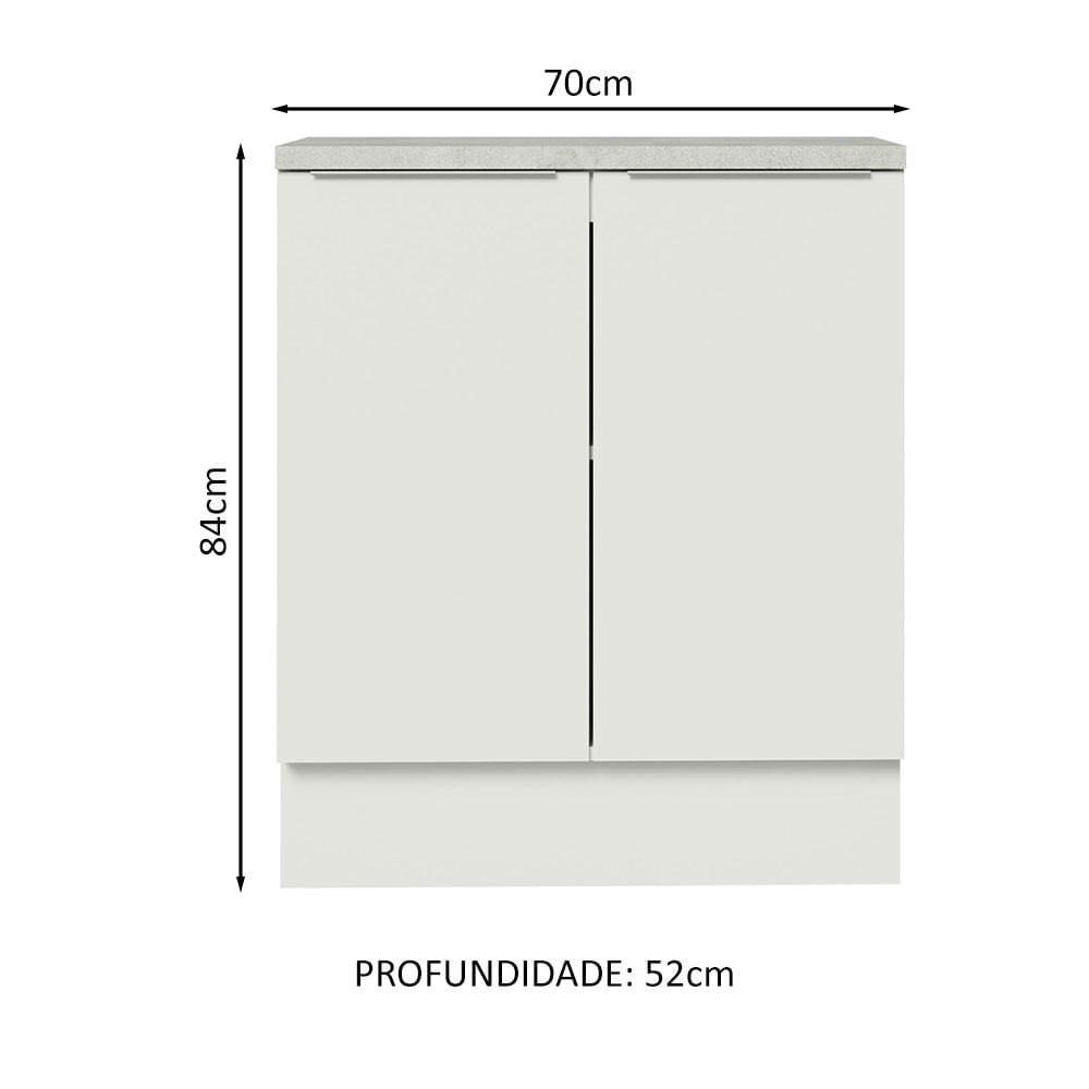 Balcão de Cozinha Madesa Stella 70 cm 2 Portas - Branco Branco