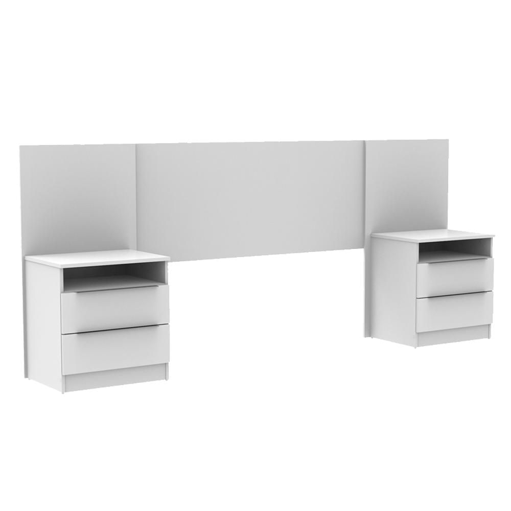 Quarto Completo com Guarda Roupa Luke e Cabeceira com 2 Mesas Laterais Madesa - Branco Branco