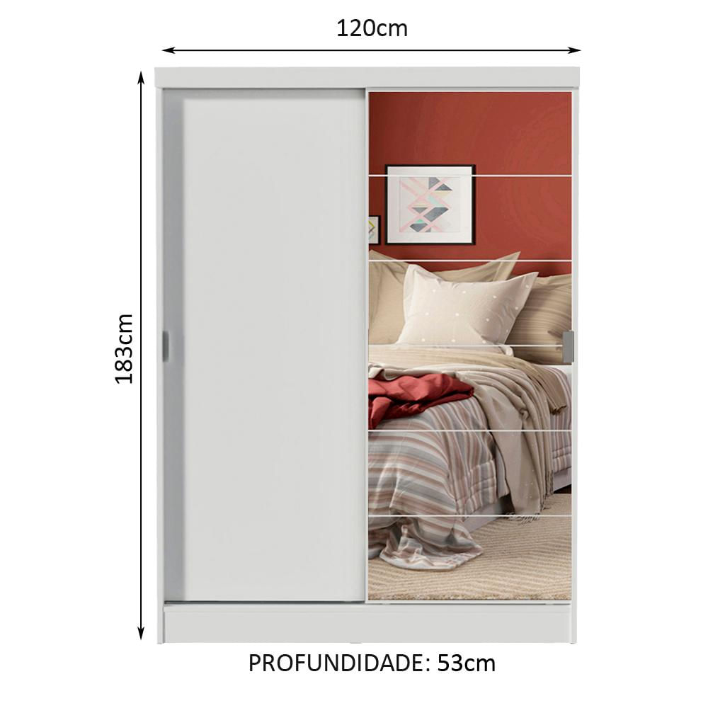 Quarto Completo com Guarda Roupa Luke e Cabeceira com 2 Mesas Laterais Madesa - Branco Branco
