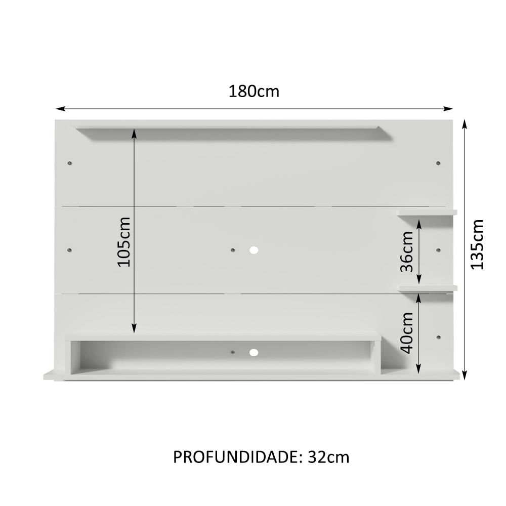 Painel para TV até 60 Polegadas Madesa Alfa - Branco Branco