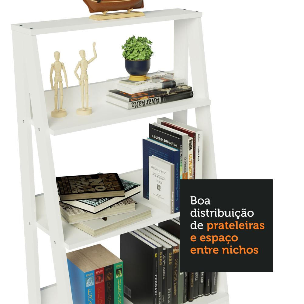 Estante Escada para Livros com 4 Prateleiras Madesa Branco