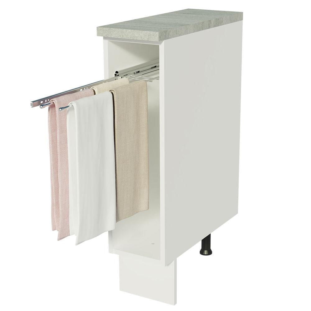 Balcão Porta-Pano Madesa para Cozinhas Glamy, Agata e Stella 20 cm (Com Tampo) - Branco Branco