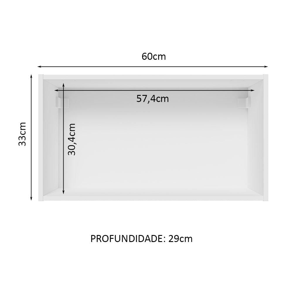 Armário Aéreo 100% MDF 60 cm 1 Porta Basculante Branco Smart Madesa Branco