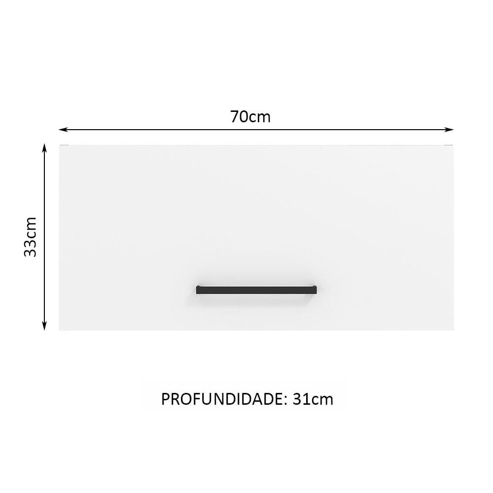 Armário Aéreo de Cozinha Madesa Agata 70 cm 1 Porta Basculante - Branco Branco