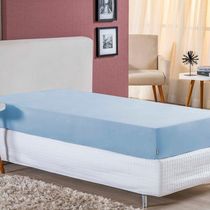 Lençol Com Elástico Solteiro Nobre 1 Peça 30cm De Altura Malha 100% Algodão - Azul-bebê