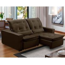 Sofa Retratil Reclinavel 2 Lugares 1,90m Atlantis Veludo Marrom Lansofbr
