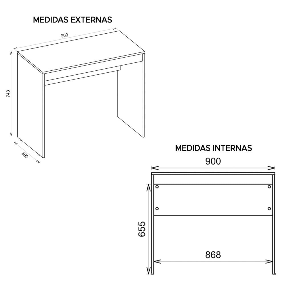 Mesa Computador Para Escritório 90 Cm Marrom Recta Caemmun