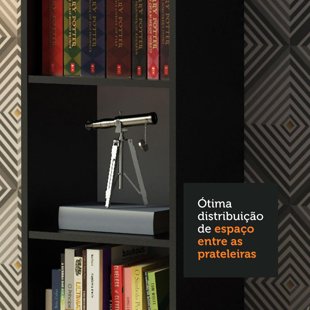 Estante Livreiro Madesa 6906 com 6 Nichos - Preto Preto