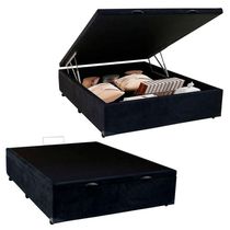 Cama Box Baú Casal Suede Mega Cama 138x188x45cm Preto