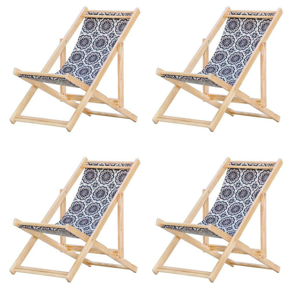 Kit 4 Cadeira Espreguiçadeira Dobrável S-b-mandala