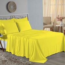 Lençol De Cima Casal Nobre 1 Peça 2,40m X 2,20m Malha 100% Algodão - Amarelo