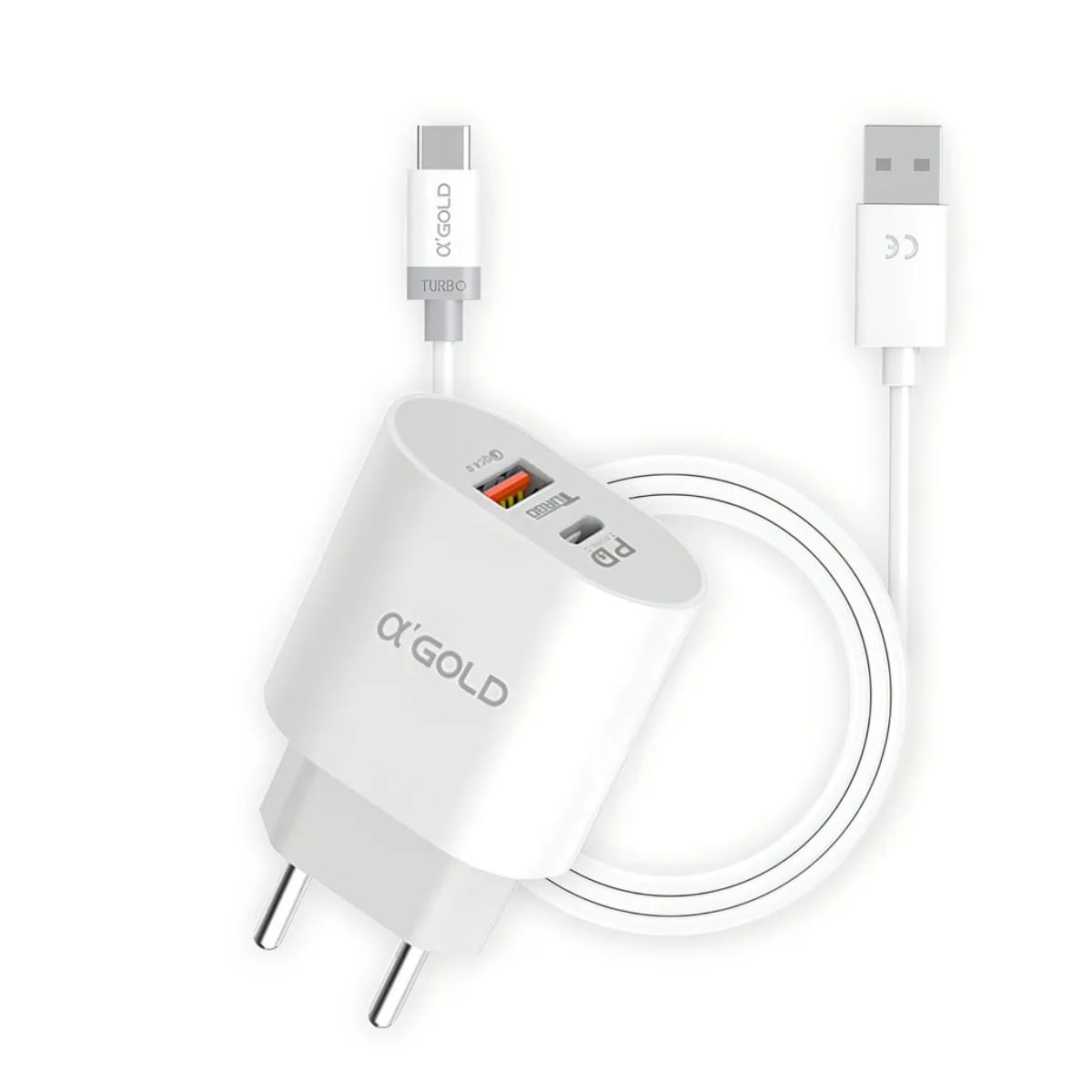 Carregador Celular 20W Rápido com USB-C PD + USB-A