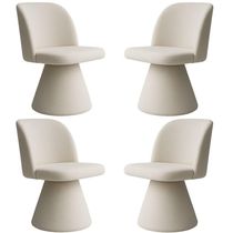 Kit 04 Cadeiras De Jantar Giratória Liz Bouclé Off White - Nexta Casa