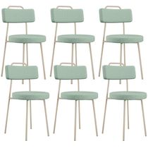 Kit 06 Cadeiras Decorativa Estofada Para Sala De Jantar Barcelona Arena L02 Linho Verde Menta - Lyam Decor