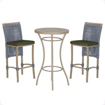 Mesa Bistro E 2 Banquetas Roma Fendi Corda Náutica 13 Prata