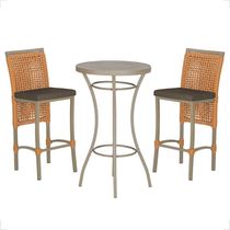 Mesa Bistrô E 2 Banquetas Roma Fendi Corda Estofado 9 Trama Terra Cota