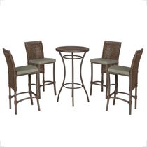 Mesa Bistrô E 4 Banquetas Roma Marrom Corda Estofado 8 Trama Marrom