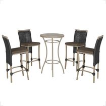 Mesa Bistrô E 4 Banquetas Roma Fendi Corda Estofado 9 Trama Preto