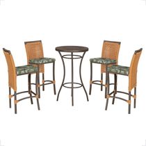 Mesa Bistrô E 4 Banquetas Roma Marrom Corda Estofado 5 Trama Terra Cota