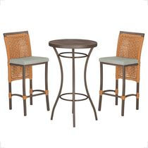 Mesa Bistrô 2 Banquetas Roma Marrom Corda Náutica 3 Trama Terra Cota
