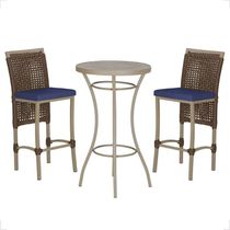 Mesa Bistrô E 2 Banquetas Roma Fendi Corda Estofado 10 Trama Marrom