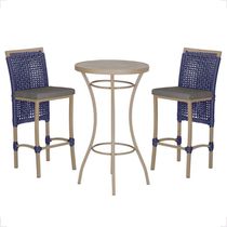 Mesa Bistro E 2 Banquetas Roma Fendi Corda Náutica 11 Azul
