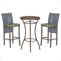 Mesa Bistrô 2 Banquetas Roma Corda Náutica Estofado 5 Trama Prata