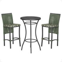 Mesa Bistrô 2 Banquetas Roma Preta Náutica Estofado 5 Trama Verde