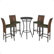 Mesa Bistro E 4 Banquetas Roma Preta Corda Náutica 12 Marrom
