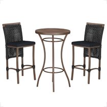 Mesa Bistro E 2 Banquetas Roma Marrom Corda Náutica 12 Preta