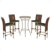 Mesa Bistro E 4 Banquetas Roma Fendi Corda Náutica 13 Trama Marrom