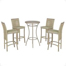 Mesa Bistrô E 4 Banquetas Roma Fendi Corda Estofado 7 Trama Rami