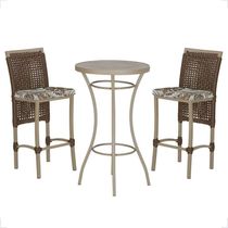 Mesa Bistrô E 2 Banquetas Roma Fendi Corda Estofado 5 Trama Marrom
