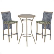 Mesa Bistrô 2 Banquetas Roma Corda Náutica Estofado 5 Trama Prata