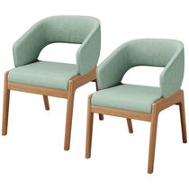Kit 02 Cadeiras De Jantar E Estar Living Estofada Lince L02 Linho Verde Menta - Lyam Decor