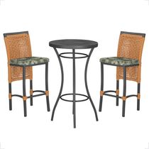 Mesa Bistrô 2 Banquetas Roma Preta Náutica Estofado 5 Trama Terra Cota