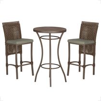 Mesa Bistrô E 2 Banquetas Roma Marrom Corda Estofado 7 Trama Marrom