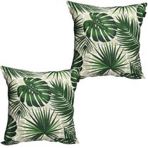 2 Almofadas Cheias P/ Sofá Decorativas Impermeáveis Pequena Floral Verde