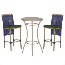 Mesa Bistro E 2 Banquetas Roma Fendi Corda Náutica 13 Azul
