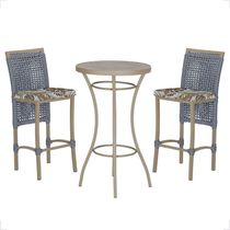 Mesa Bistrô E 2 Banquetas Roma Fendi Corda Estofado 5 Trama Prata