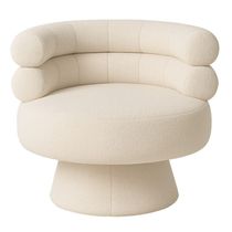 Poltrona Orgânica Mabel Base Giratória Bouclé Off White - Nexta Casa
