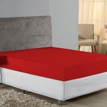 Lençol Com Elástico Casal Nobre 1 Peça 30cm De Altura Malha 100% Algodão - Vermelho