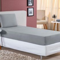 Jogo De Cama Solteiro Nobre 2 Peças Lençol Com Elástico De 30cm De Altura Malha 100% Algodão - Cinza