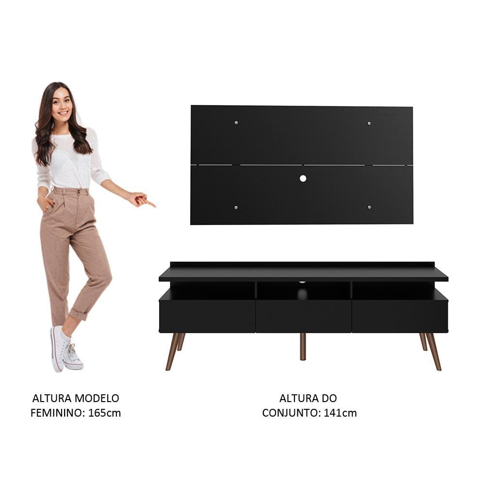 Rack Madesa Londres e Painel para TV até 55 Polegadas - Preto Preto