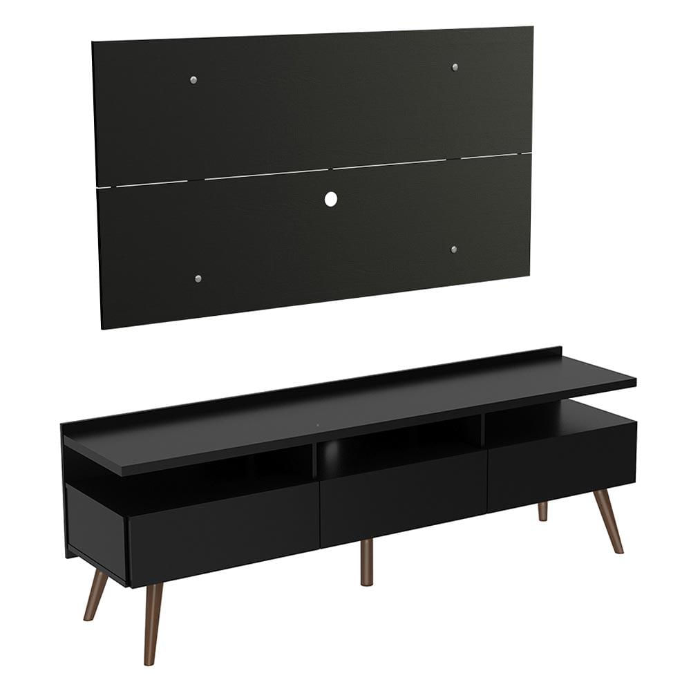 Rack Madesa Londres e Painel para TV até 55 Polegadas - Preto Preto