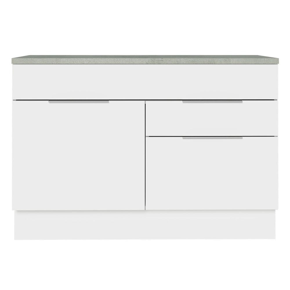 Balcão Gabinete 120 cm 1 Portas e 2 Gavetas (Com Tampo) Branco Stella Madesa Branco