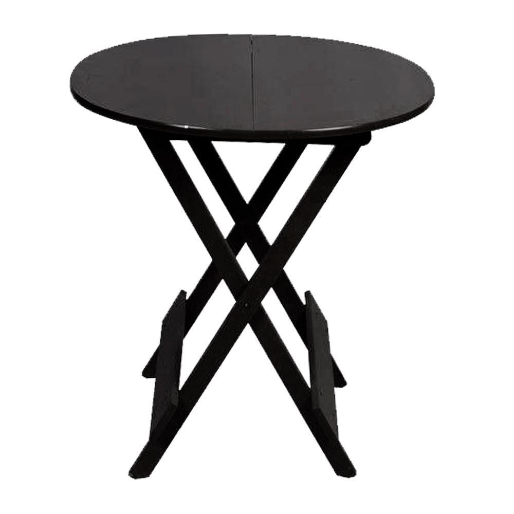 Mesa Para Pizzaria Dobravel De Madeira 60 Redonda - Preto - Preto