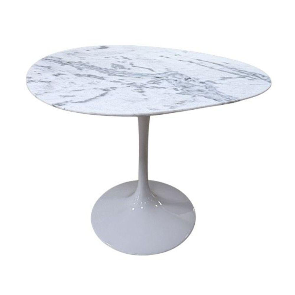 Mesa De Jantar Sol Saarinen Orgânica E Marmore Branco Extra 100x90cm